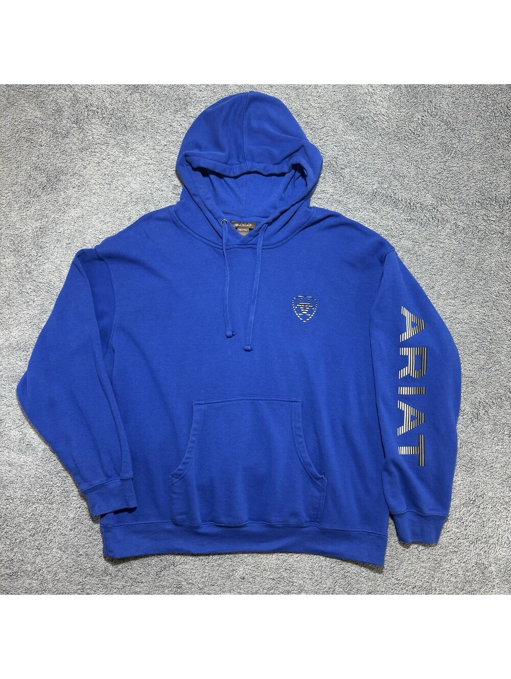 Ariat Hoodie Pullover Sweatshirt Blue Mens Sz XXL Logo Print Western Work